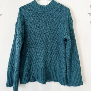 **3/$25** A New Day - Wide Sleeved Cable-knit Sweater, Turquoise/Teal - L